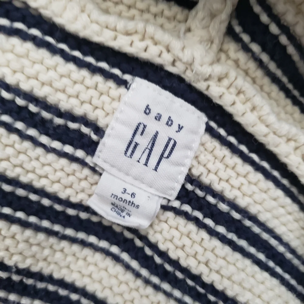 Baby Gap 3-6m Striped Hooded Bear Ears Garter Cardigan Sweater with Star Pockets